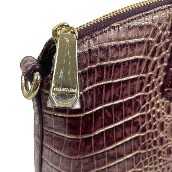 Brahmin Large Duxbury Satchel Bag Port Ombre Melbourne Purple Leather Croc - Picture 8 of 14